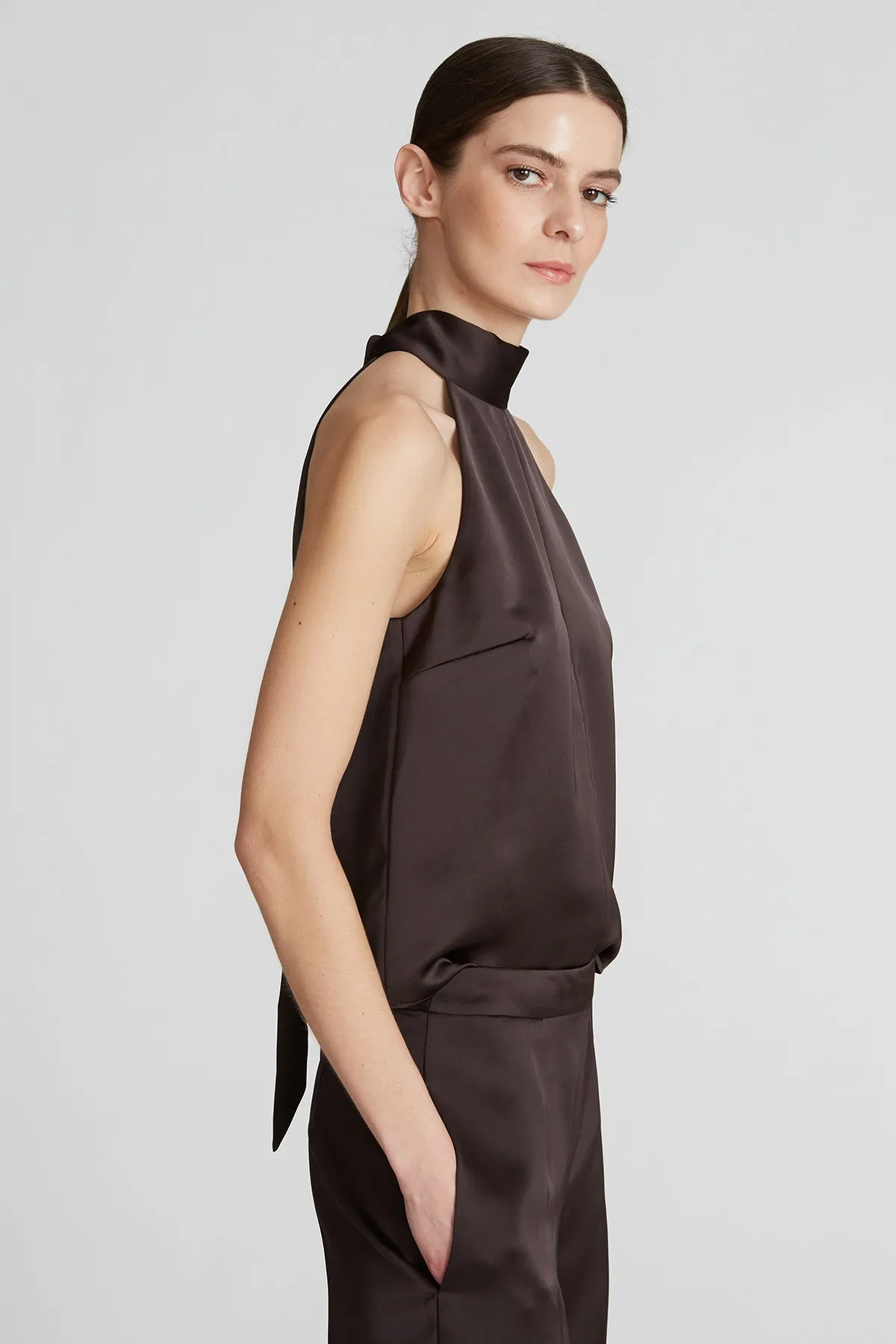 Nina Satin Halter Top sold by H by Halston product image thumbnail 5