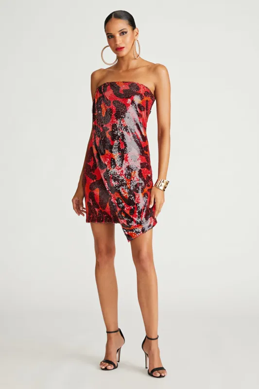 Ari Dress In Printed Sequin sold by H by Halston
