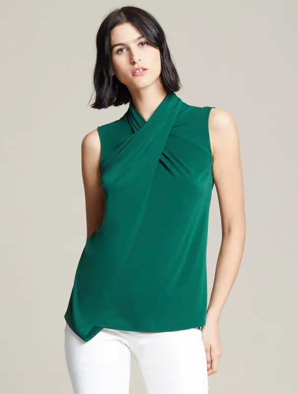 Cross Neck Top sold by H by Halston