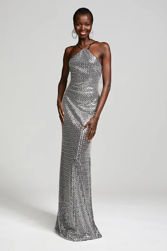 Yeva Gown In Crystal Sequin sold by H by Halston