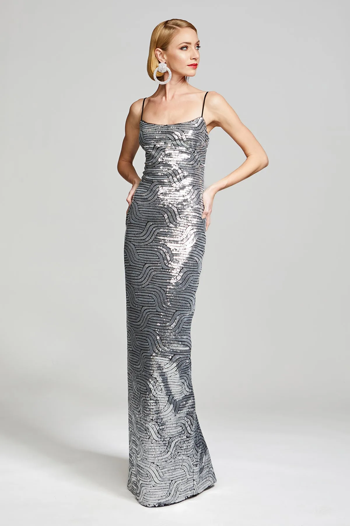 Reine Gown In Deco Sequin sold by H by Halston
