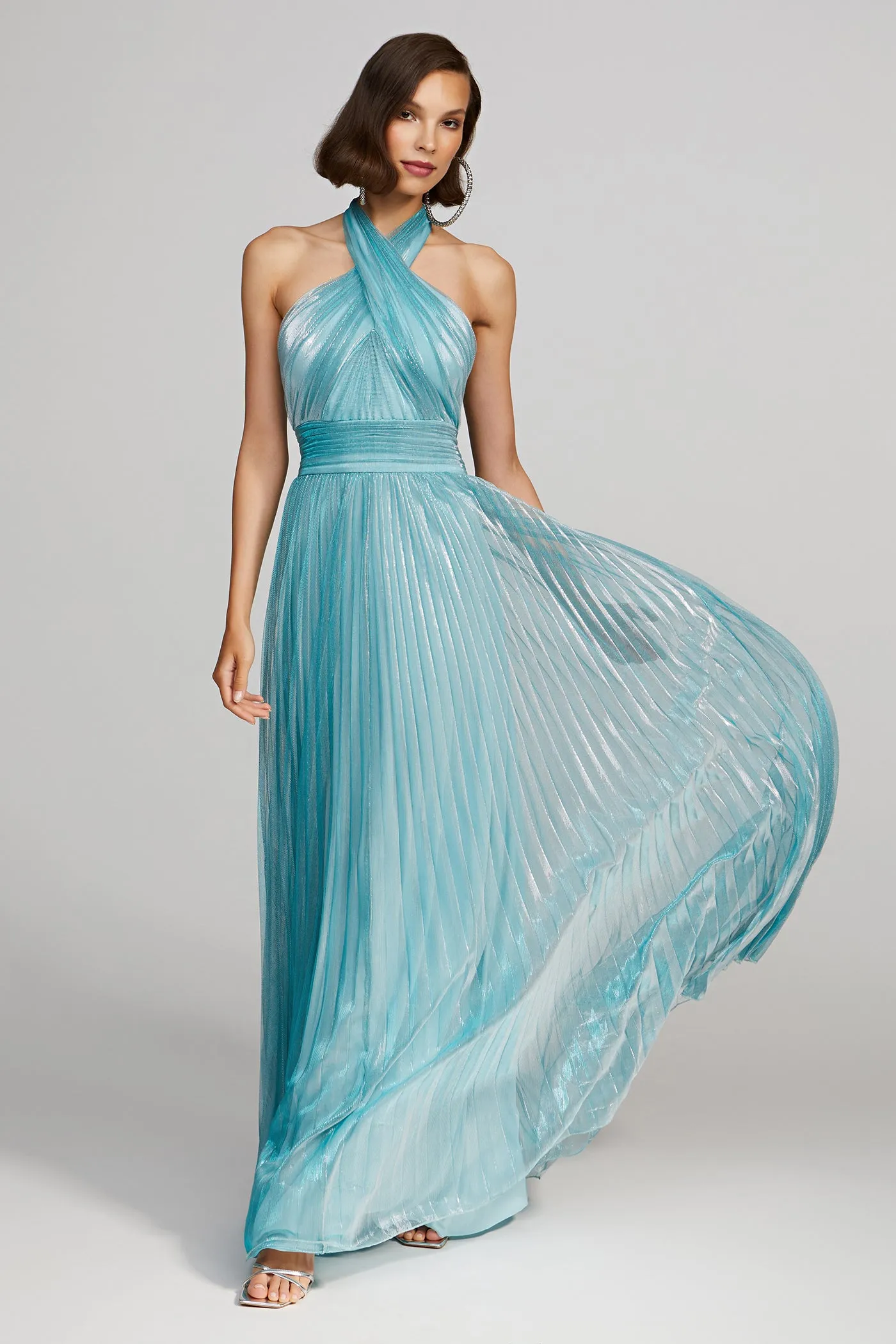 Leilani Gown In Pleated Lurex sold by H by Halston