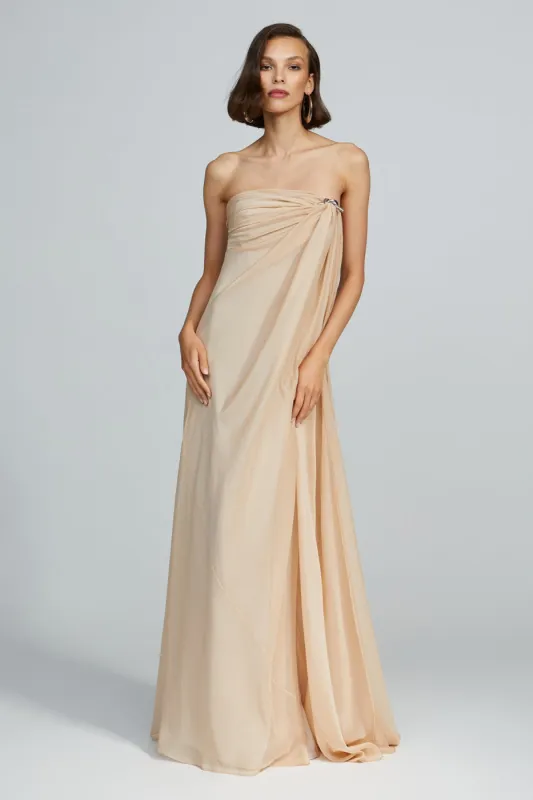Oyster Chiffon Gown sold by H by Halston