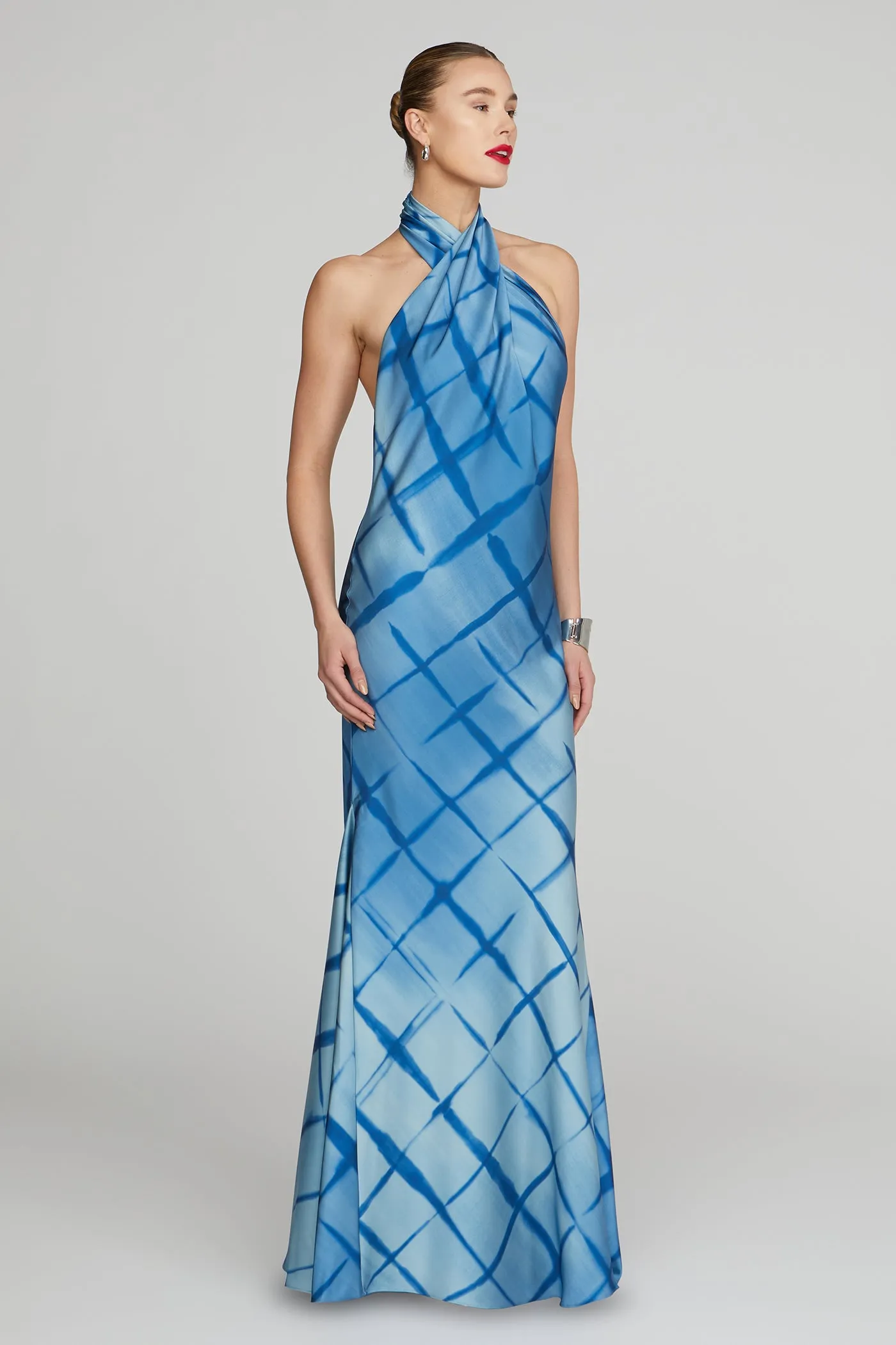 Corinne Printed Satin Gown sold by H by Halston product image thumbnail 3