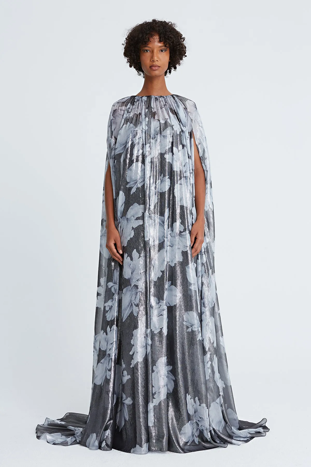 Nicoletta Chiffon Cape Gown sold by H by Halston