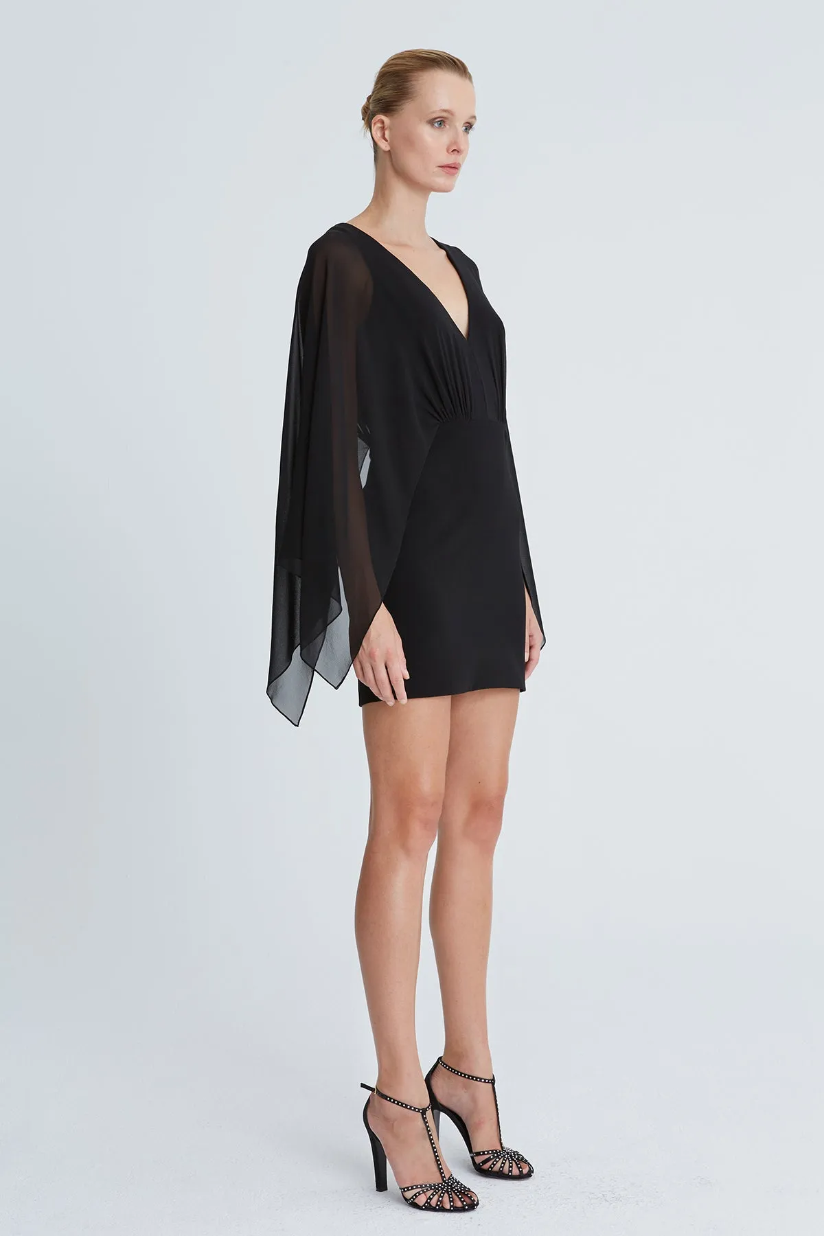 Rylee Crepe Caftan Sleeve Mini sold by H by Halston product image thumbnail 3