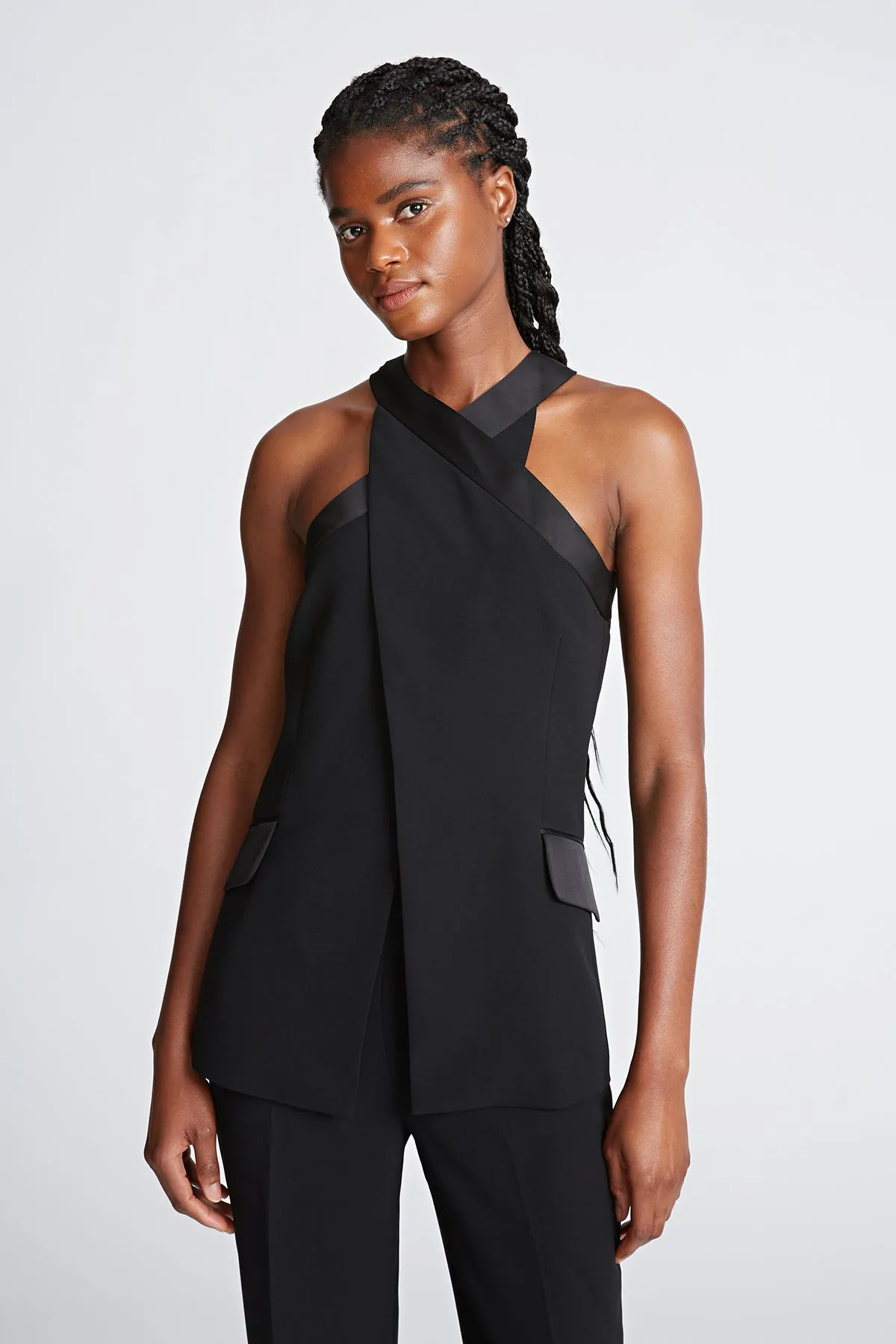 Drew Jumpsuit In Crepe/Satin sold by H by Halston
