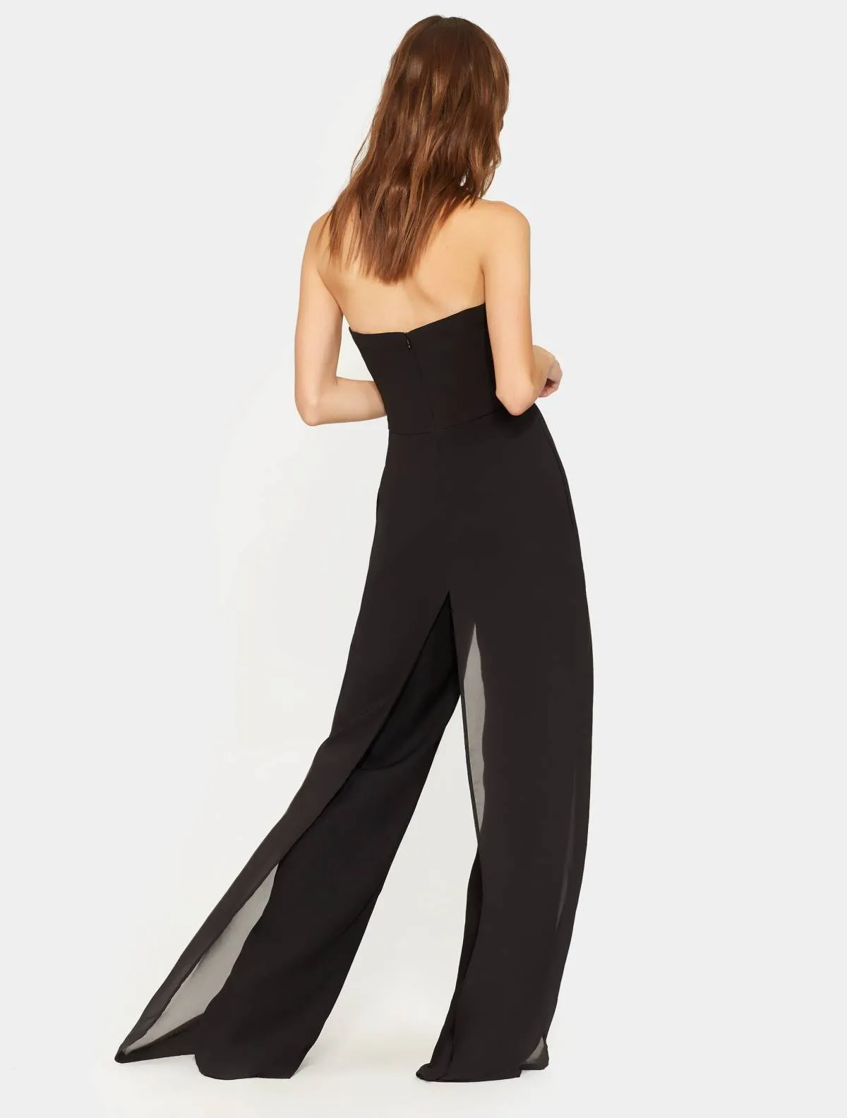STRAPLESS JUMPSUIT W/ FLOWY PANTS sold by H by Halston product image thumbnail 4