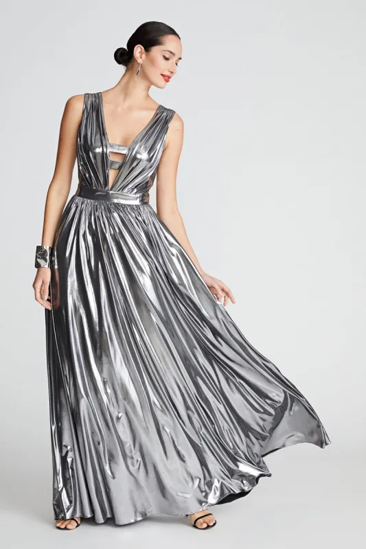 Titania Gown In Foil Jersey sold by H by Halston