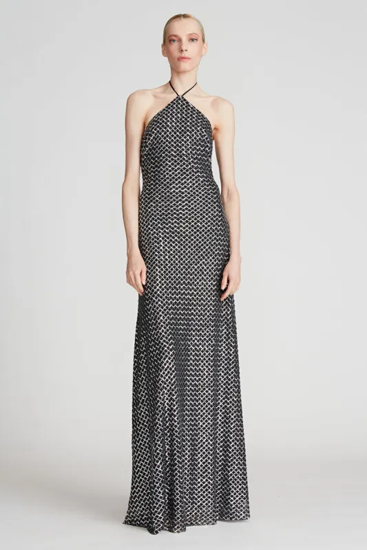 Zhi Sequin Halter Gown sold by H by Halston