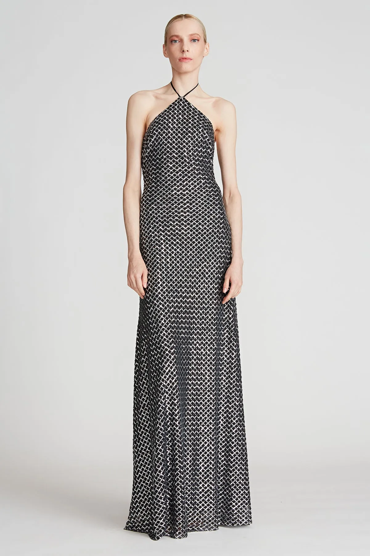 Zhi Sequin Halter Gown sold by H by Halston