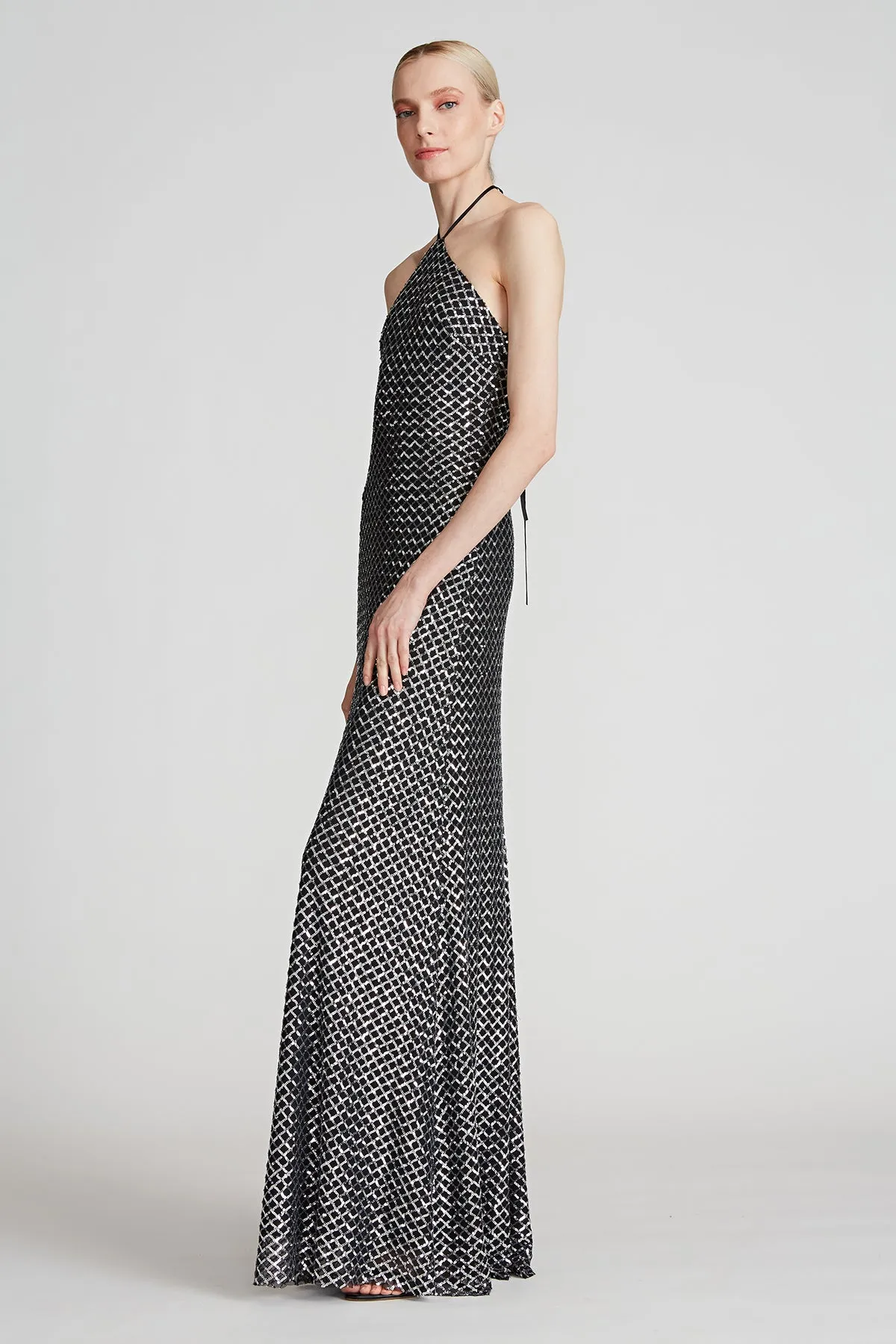 Zhi Sequin Halter Gown sold by H by Halston product image thumbnail 5