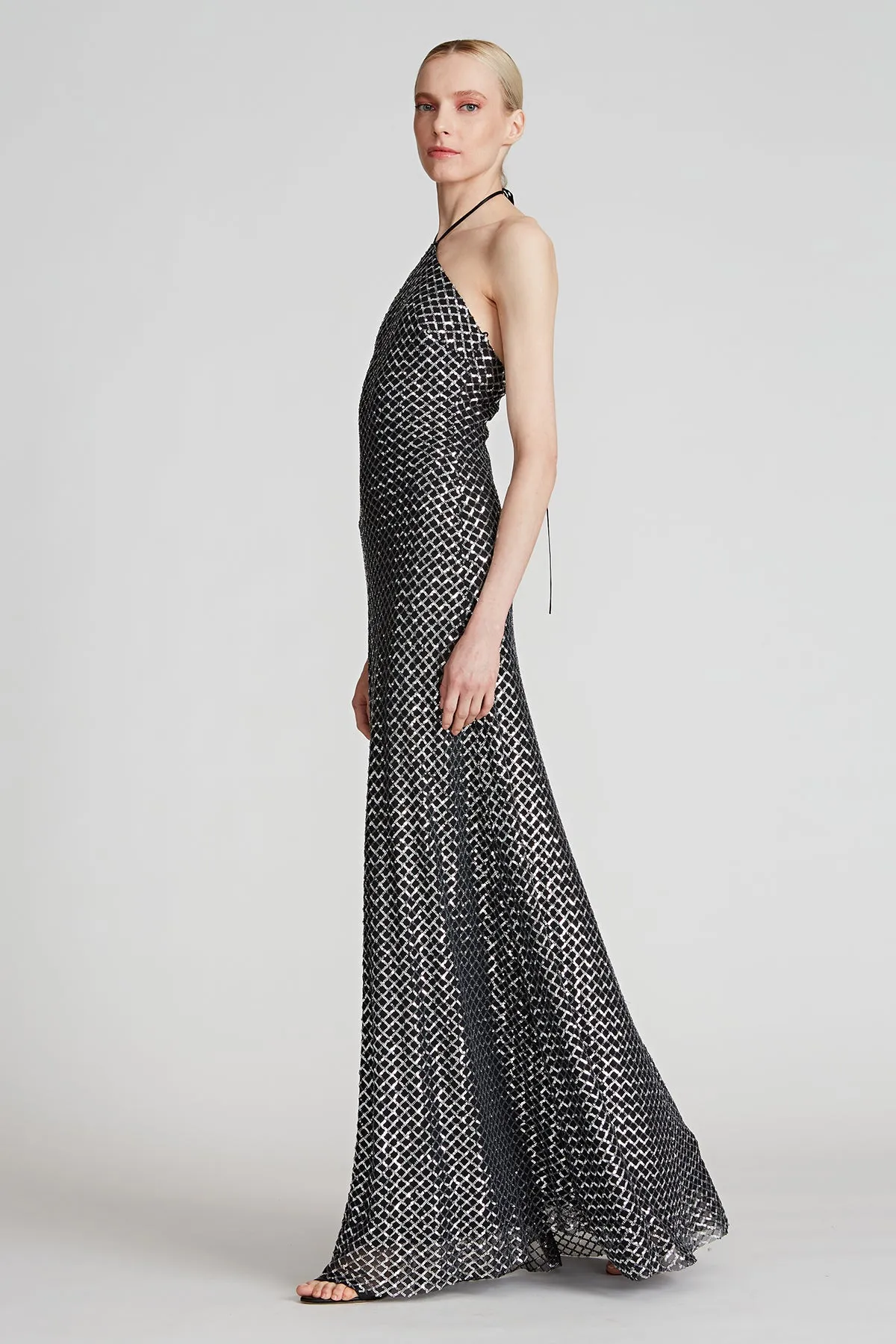 Zhi Sequin Halter Gown sold by H by Halston product image thumbnail 3