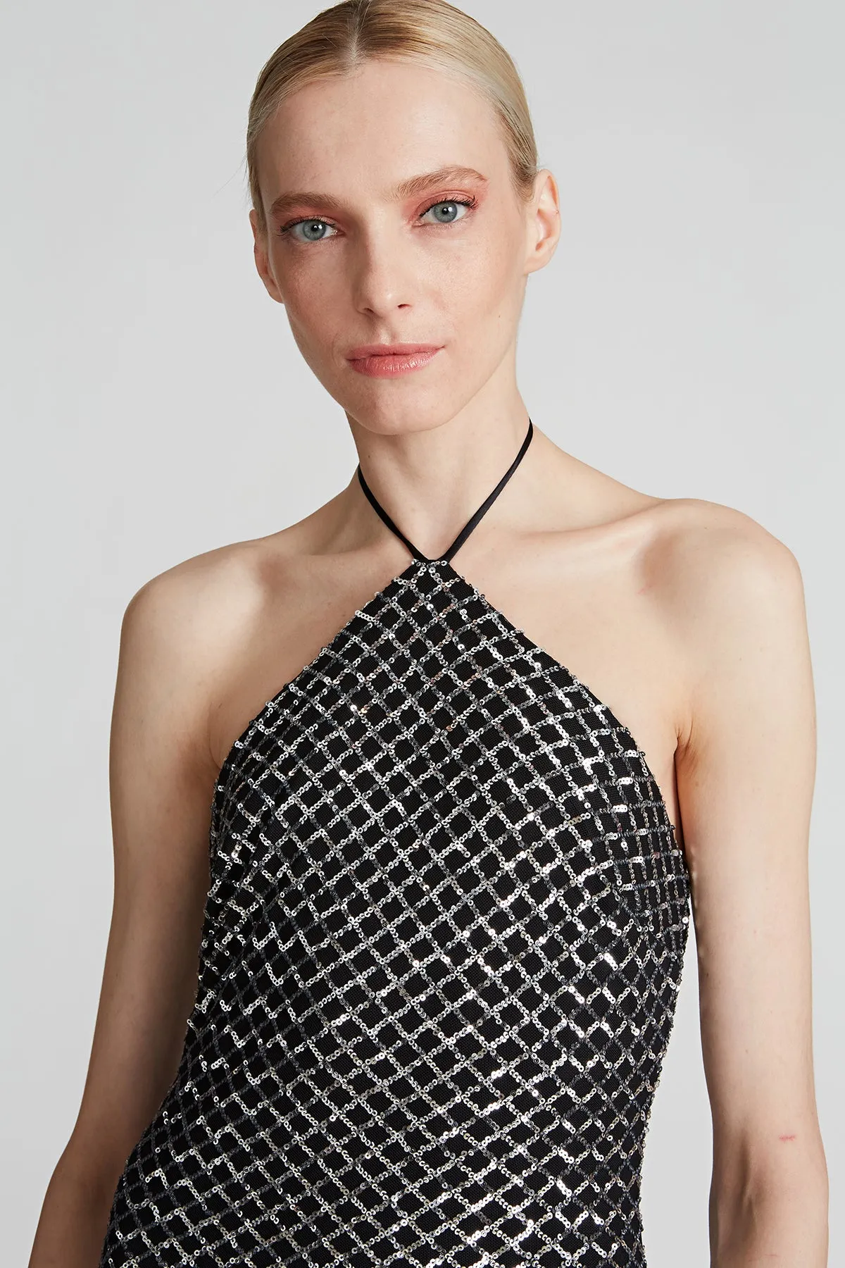 Zhi Sequin Halter Gown sold by H by Halston product image thumbnail 4