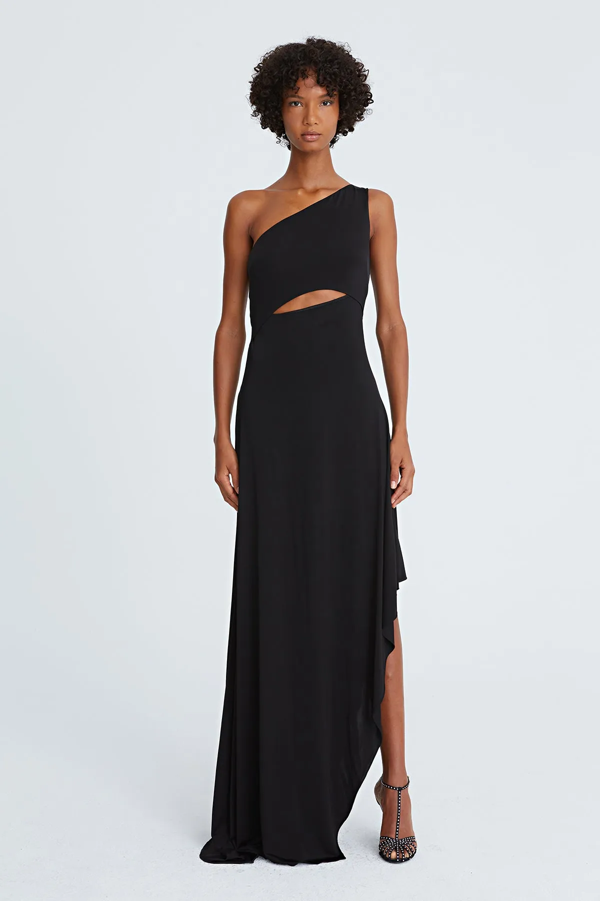 Clara Jersey Cascade Slit Gown sold by H by Halston