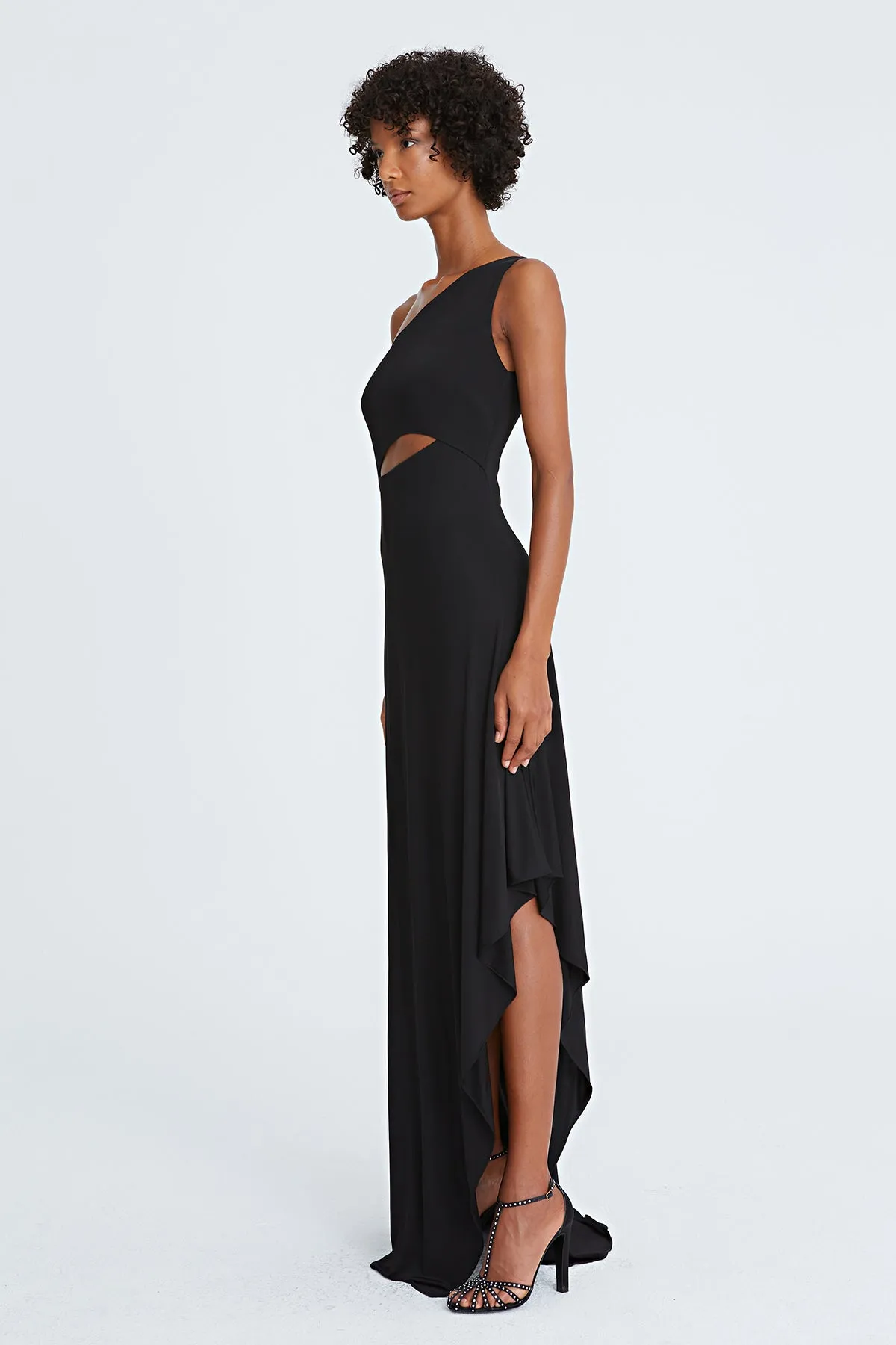Clara Jersey Cascade Slit Gown sold by H by Halston product image thumbnail 3