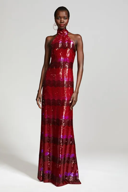 Eira Gown In Chevron Sequin sold by H by Halston
