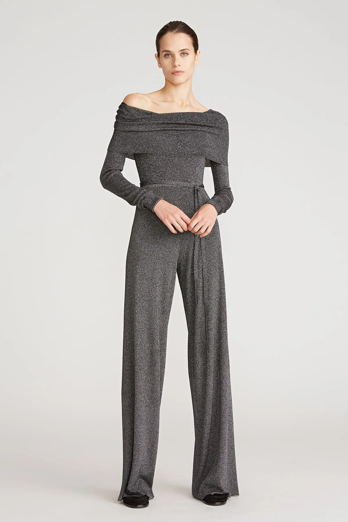 Adria Lurex Knit Jumpsuit sold by H by Halston