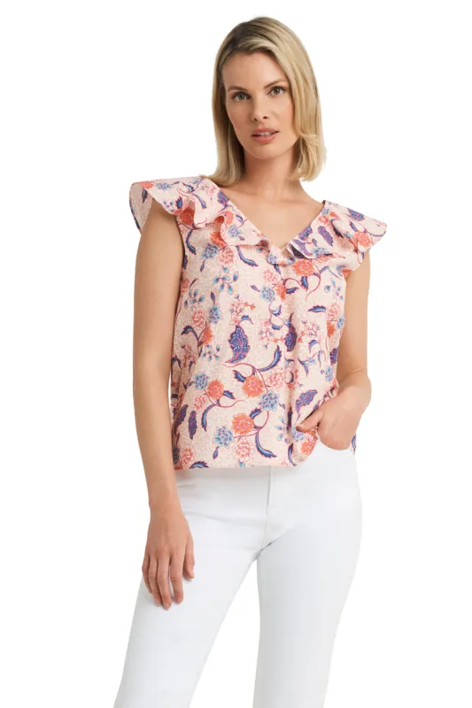 Ruffle Sleeve Blouse in Poplin sold by H by Halston