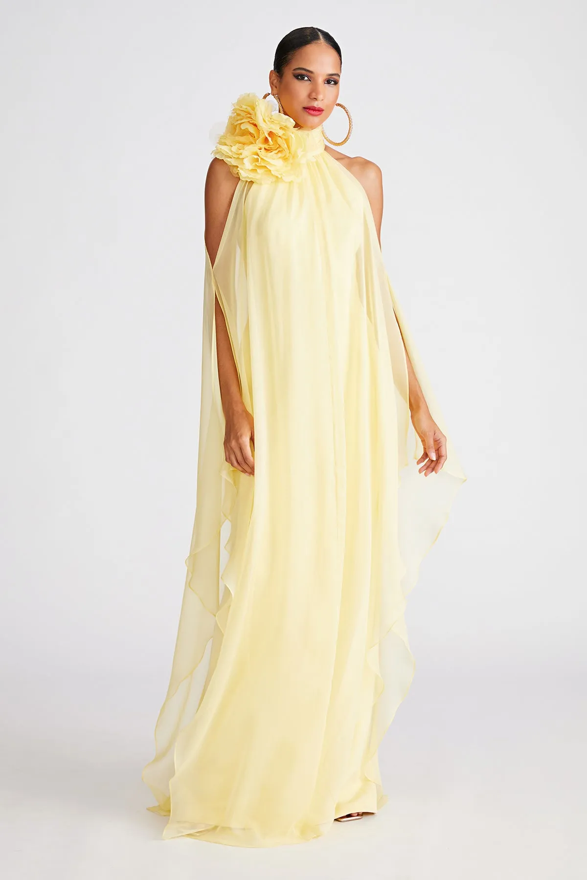 Ginnie Gown In Crepe & Chiffon sold by H by Halston