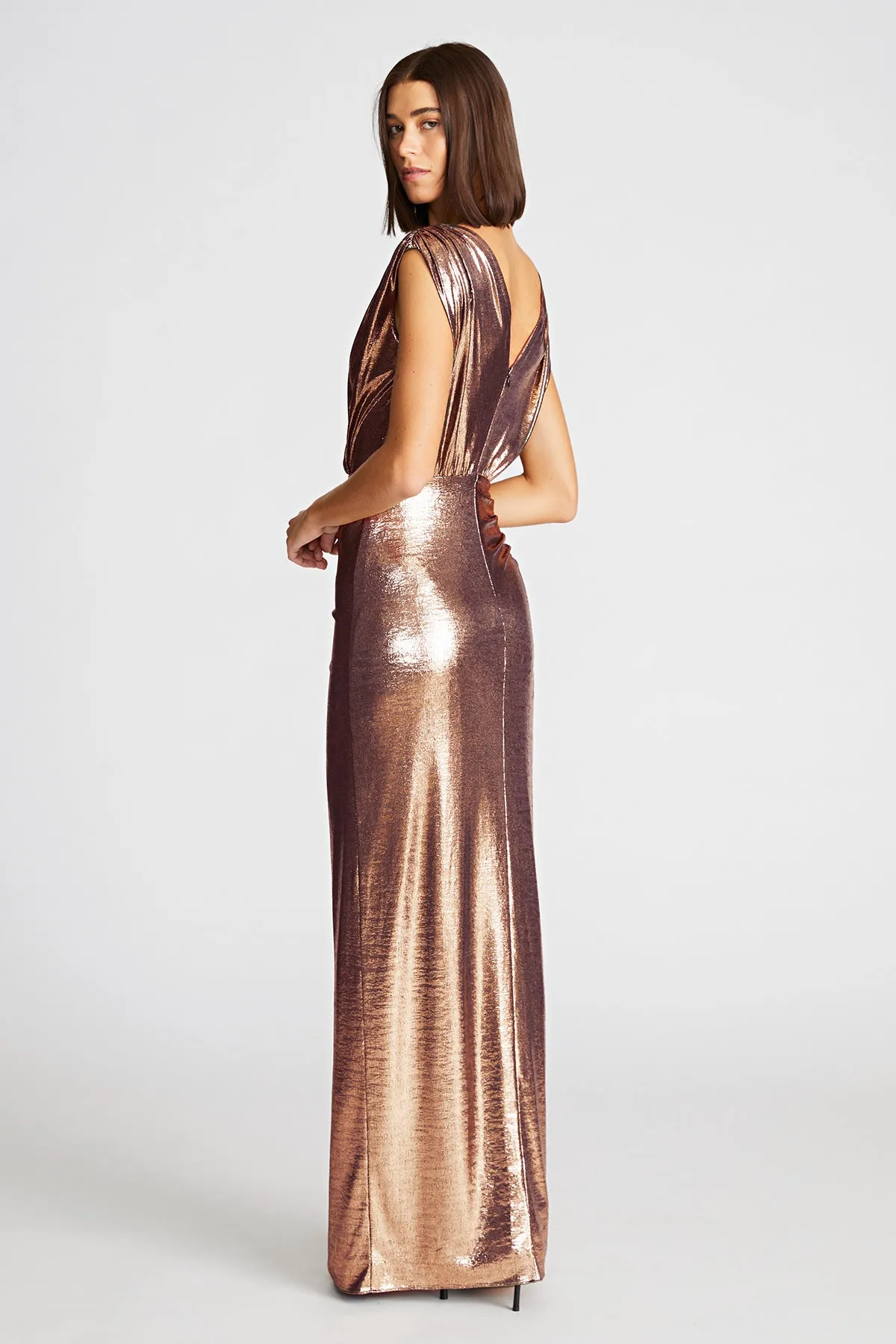 Misha Gown In Metallic Jersey sold by H by Halston product image thumbnail 2