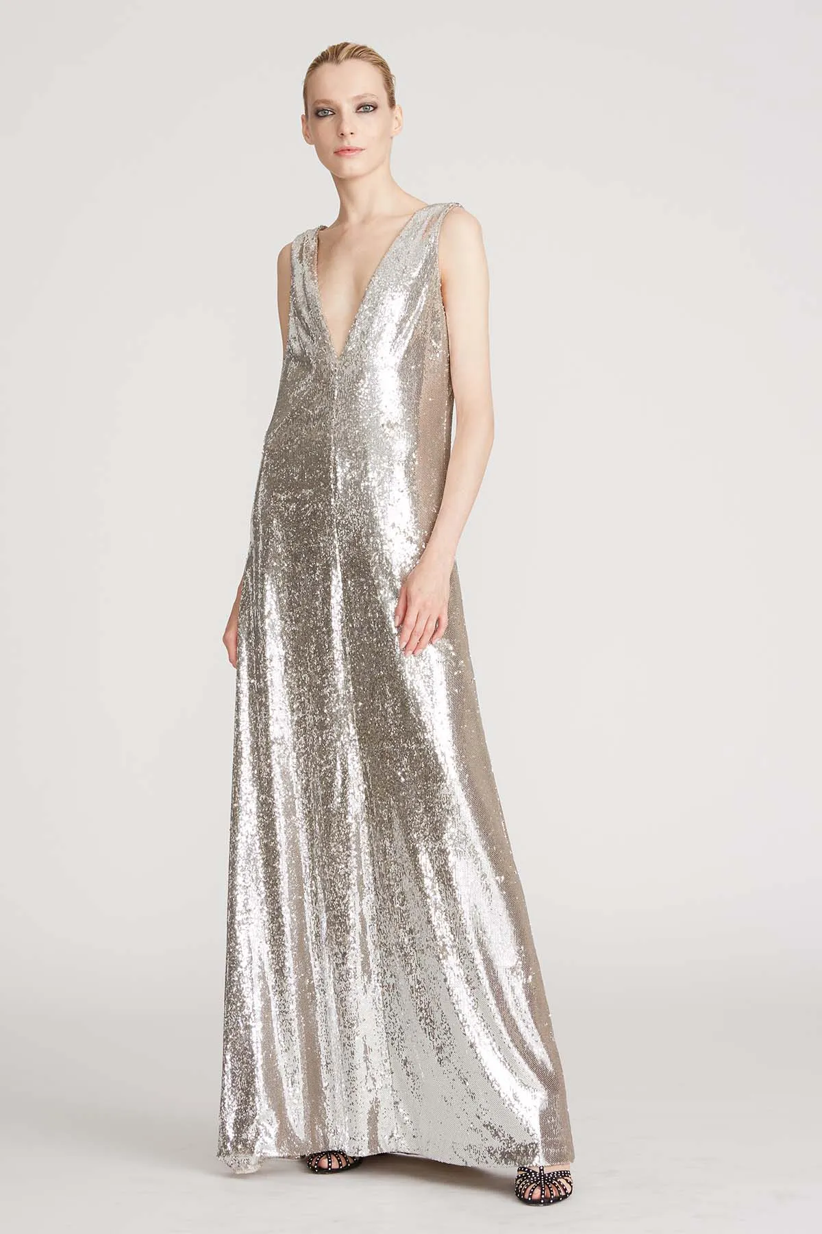 Bianca V-Neck Sequins Gown sold by H by Halston product image thumbnail 3