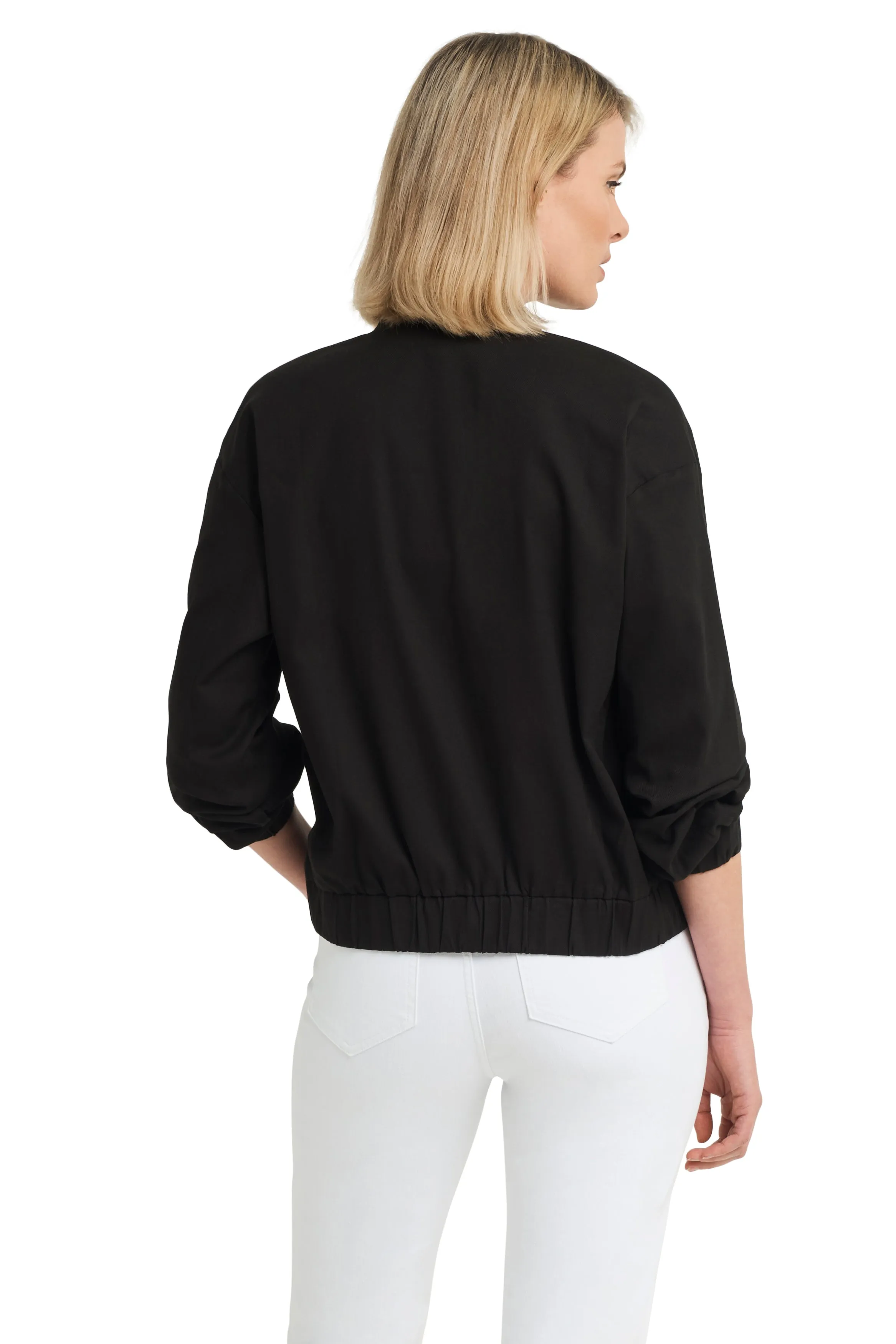 Printed Neck Scarf Bomber Jacket in Twill sold by H by Halston product image thumbnail 2