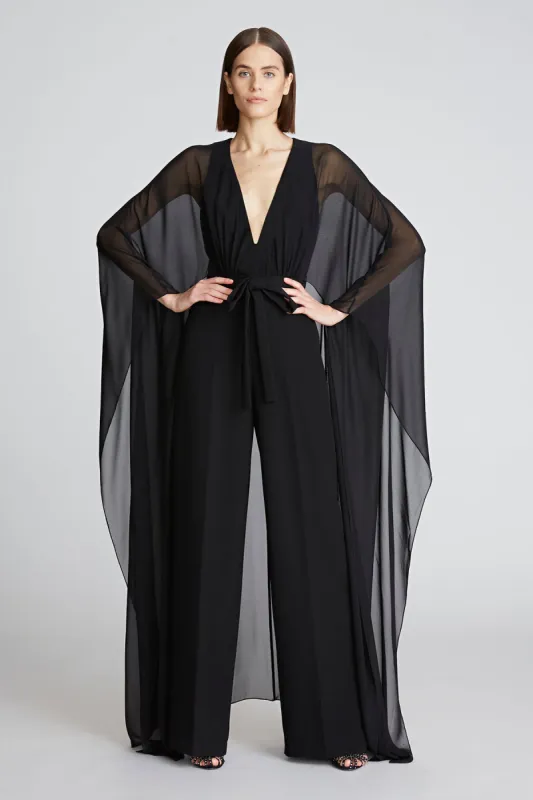 Esme Jumpsuit In Crepe and Chiffon sold by H by Halston