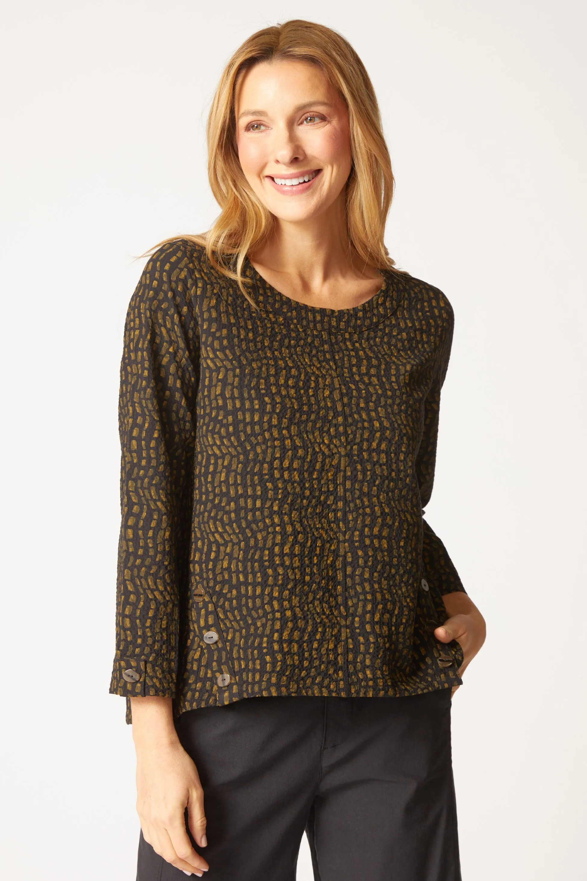 Pucker Weave Mosaic Print Button Pullover sold by Habitat product image thumbnail 4