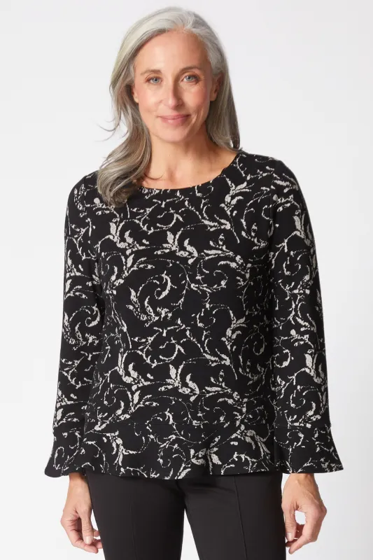 Jacquard Scroll Peplum Top sold by Habitat