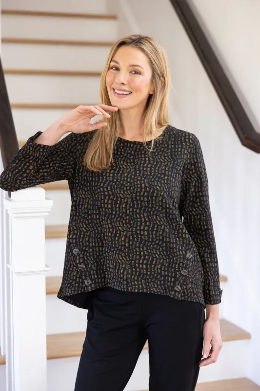 Pucker Weave Mosaic Print Button Pullover sold by Habitat