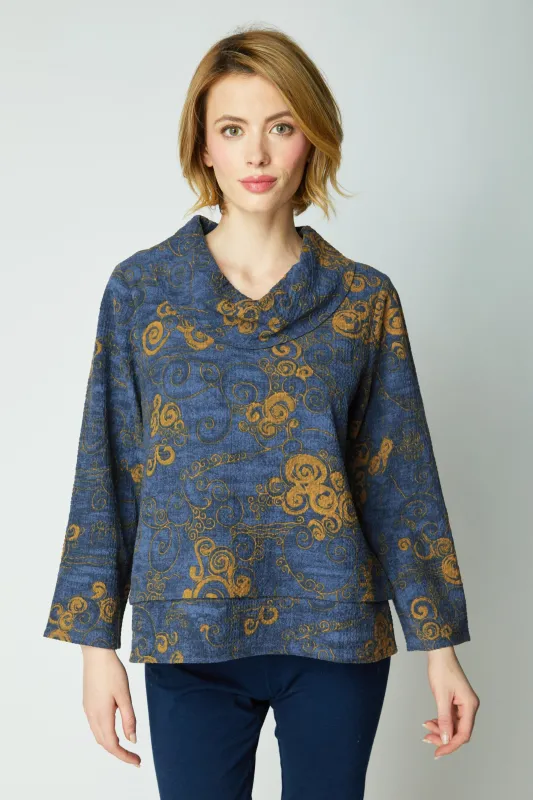 Pucker Weave Drape Neck Top sold by Habitat