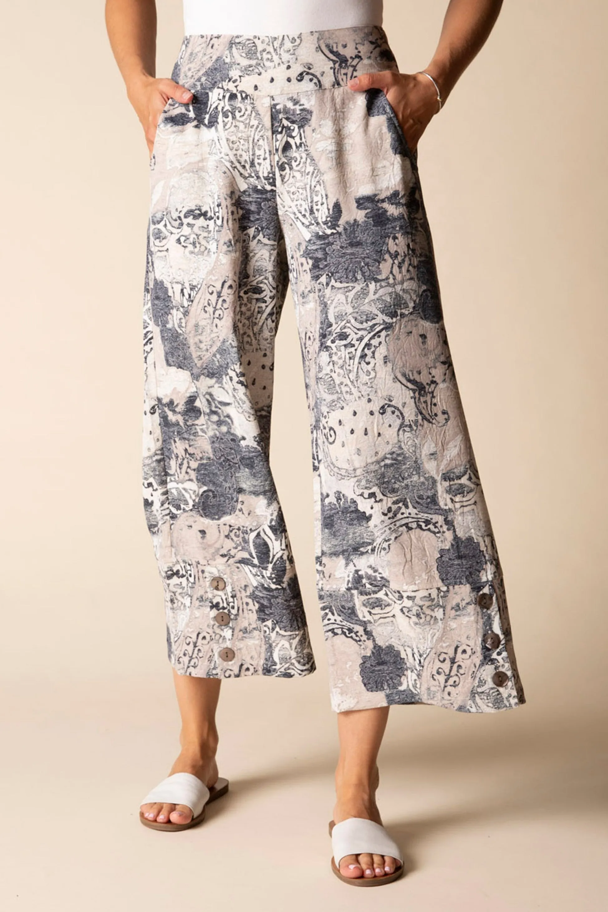 Destination Unknown Button Hem Crop Pant sold by Habitat