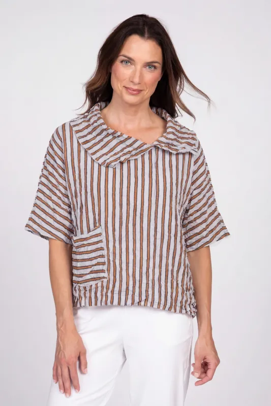 SOL Stripe Crinkle Crepe Pullover made by Habitat