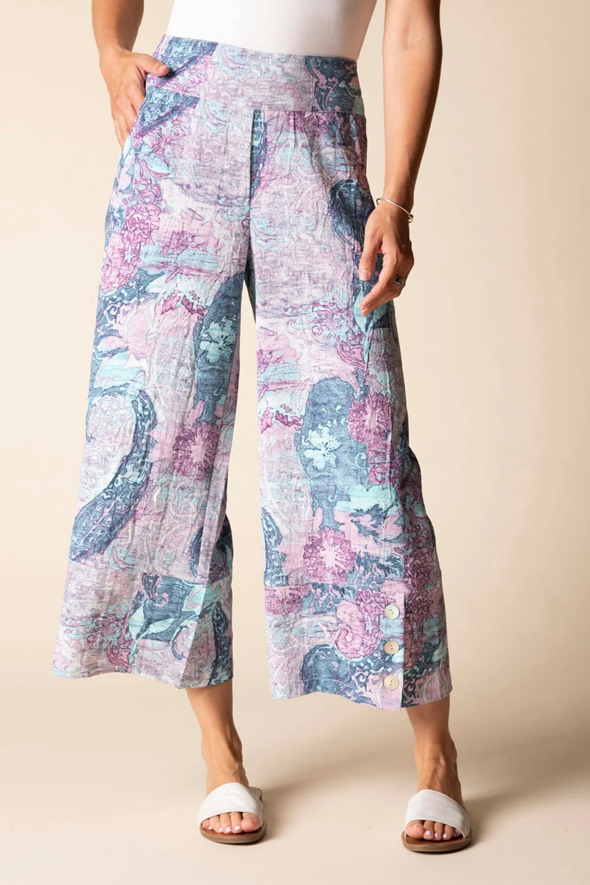 Destination Unknown Button Hem Crop Pant sold by Habitat