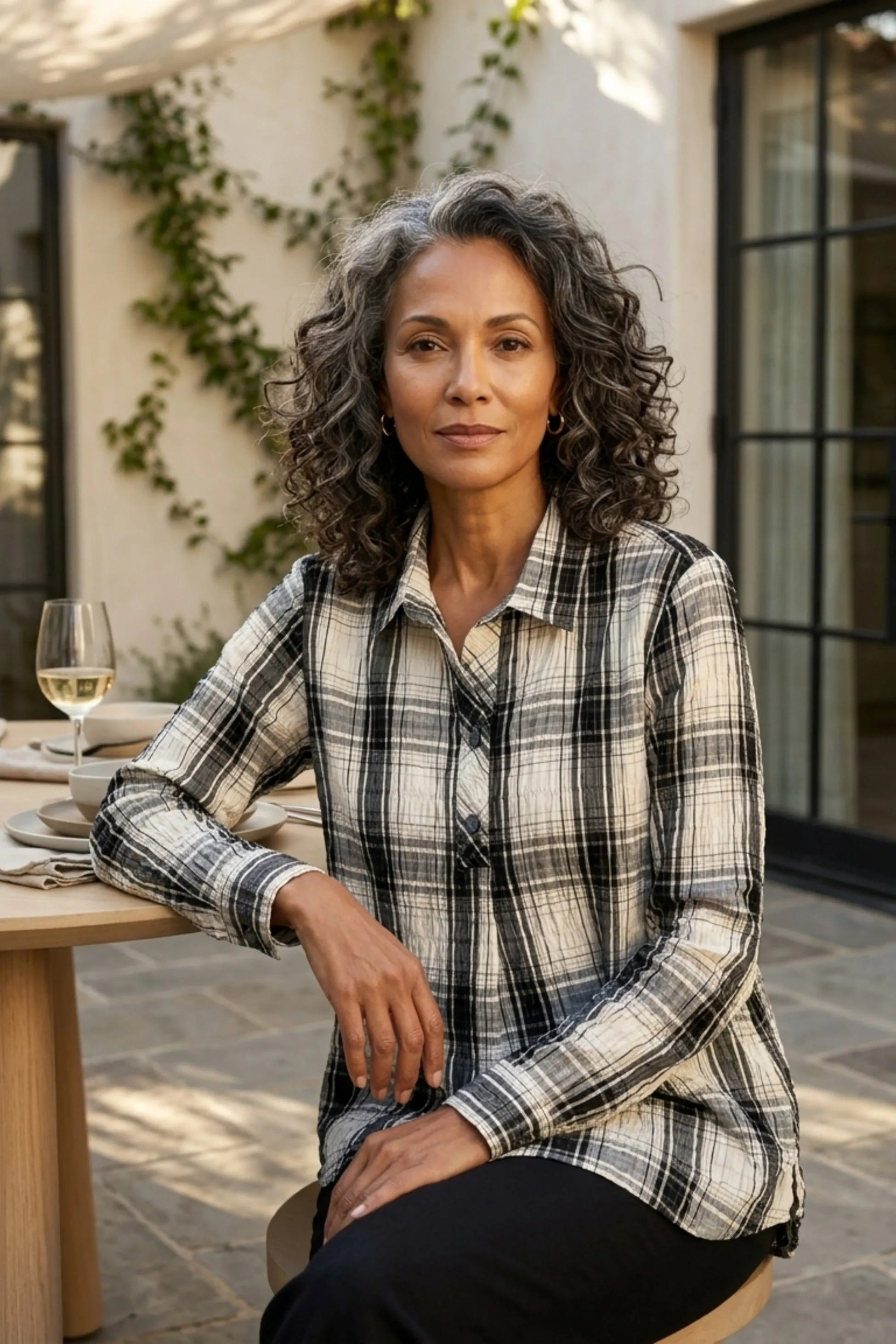 Crinkle Windowpane Chill Pullover sold by Habitat product image thumbnail 3