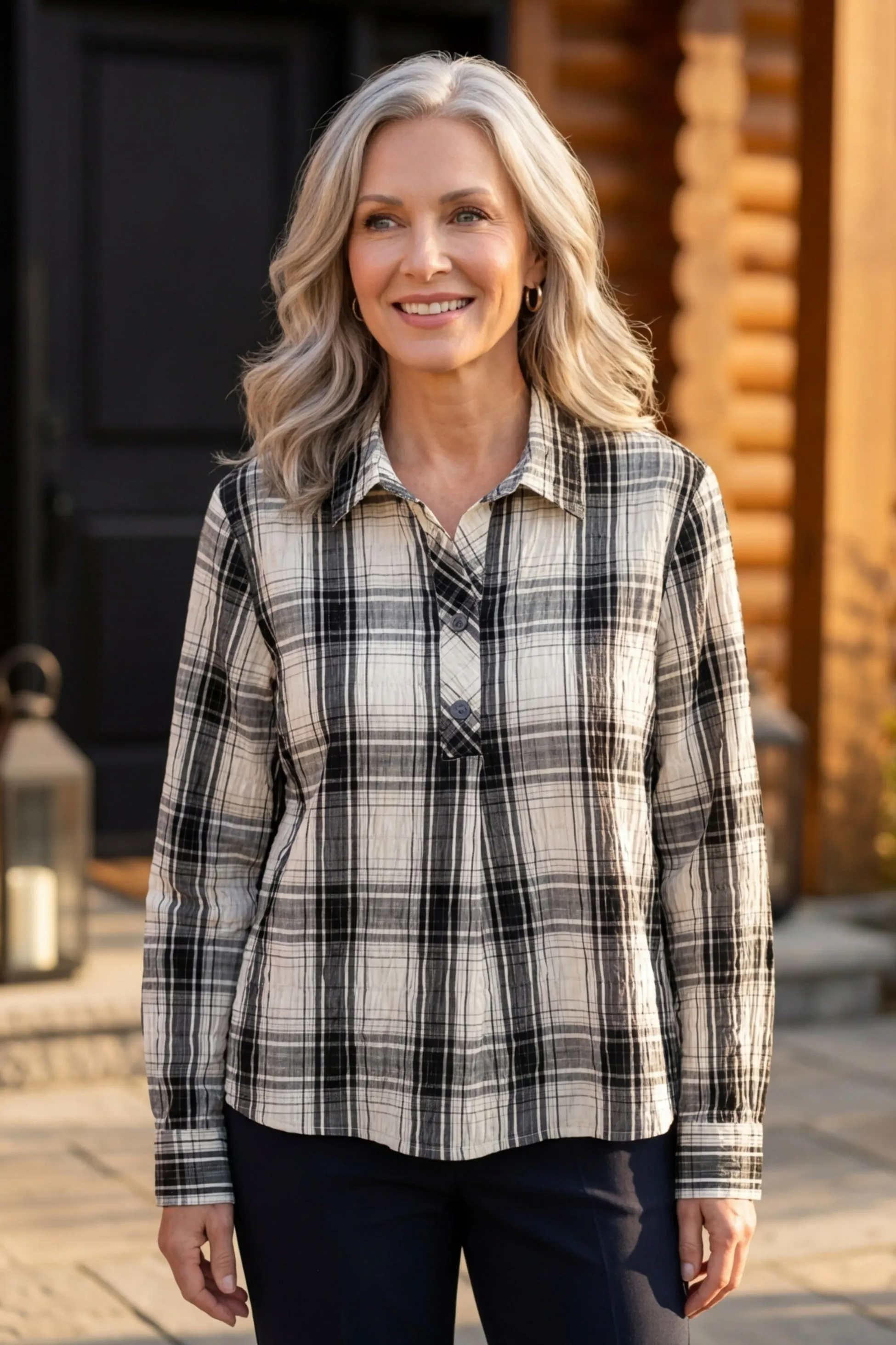 Crinkle Windowpane Chill Pullover sold by Habitat product image thumbnail 2