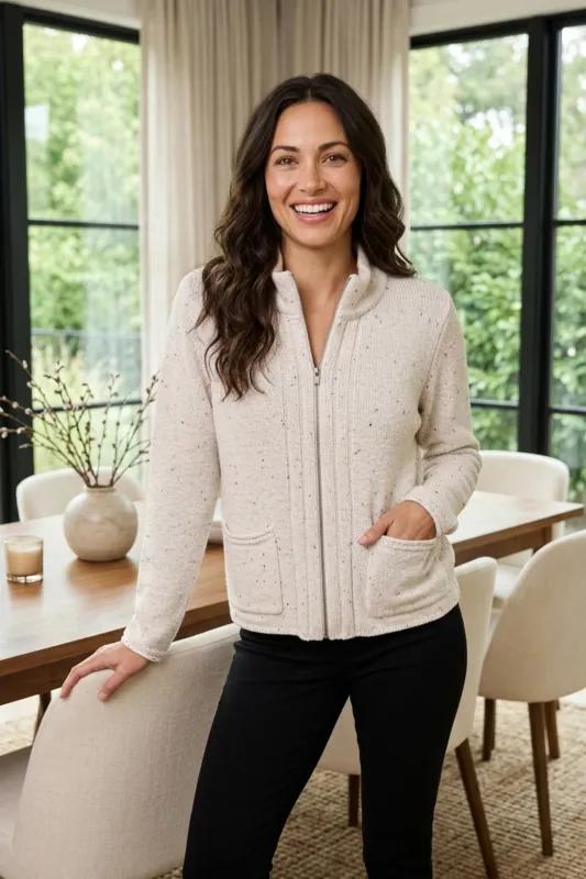 Harvest Tweed Zip Cardi made by Habitat