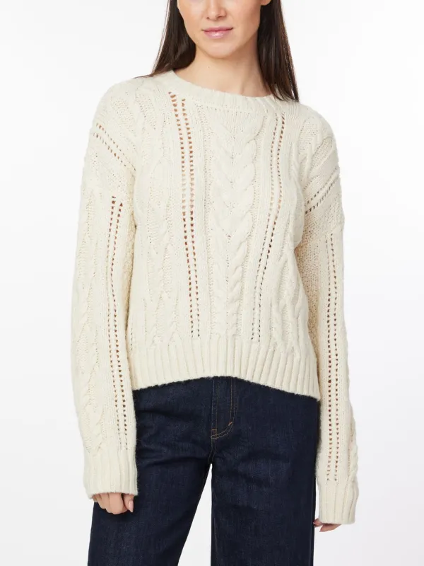 Cable Knit Pointelle Sweater sold by Habitual