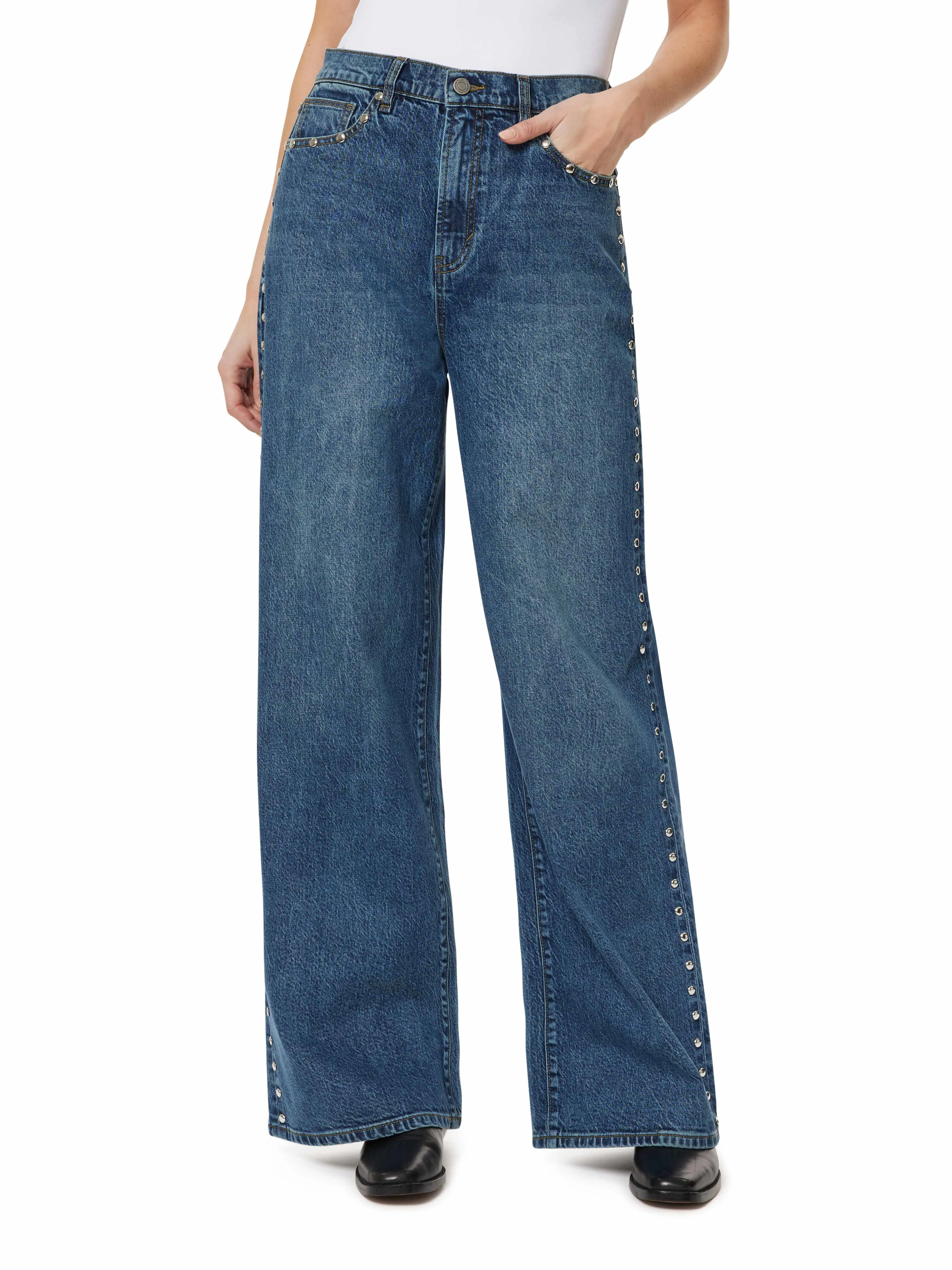 Gemma Wide Leg Studded Jeans sold by Habitual product image thumbnail 4