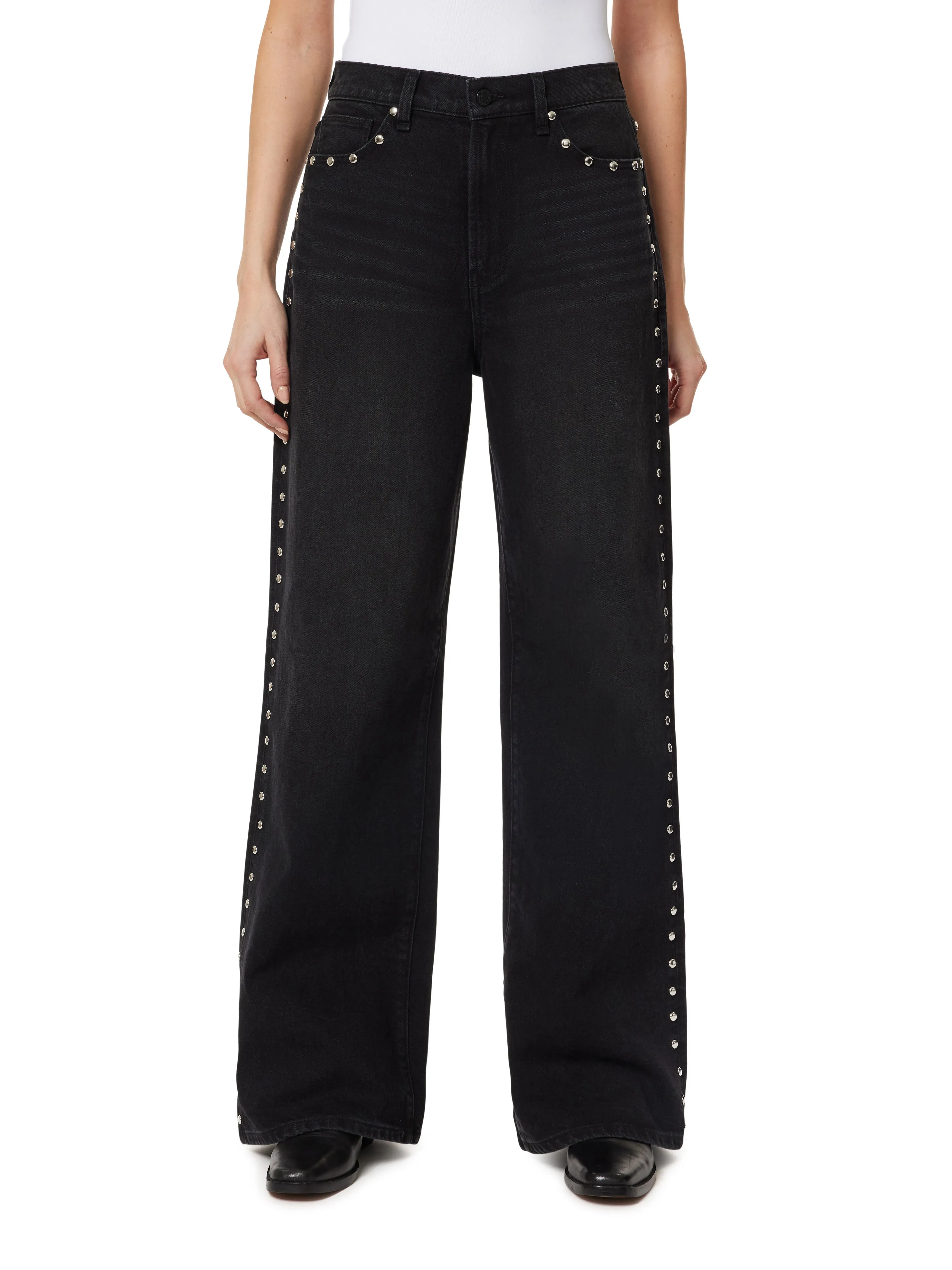 Gemma Wide Leg Studded Jeans sold by Habitual