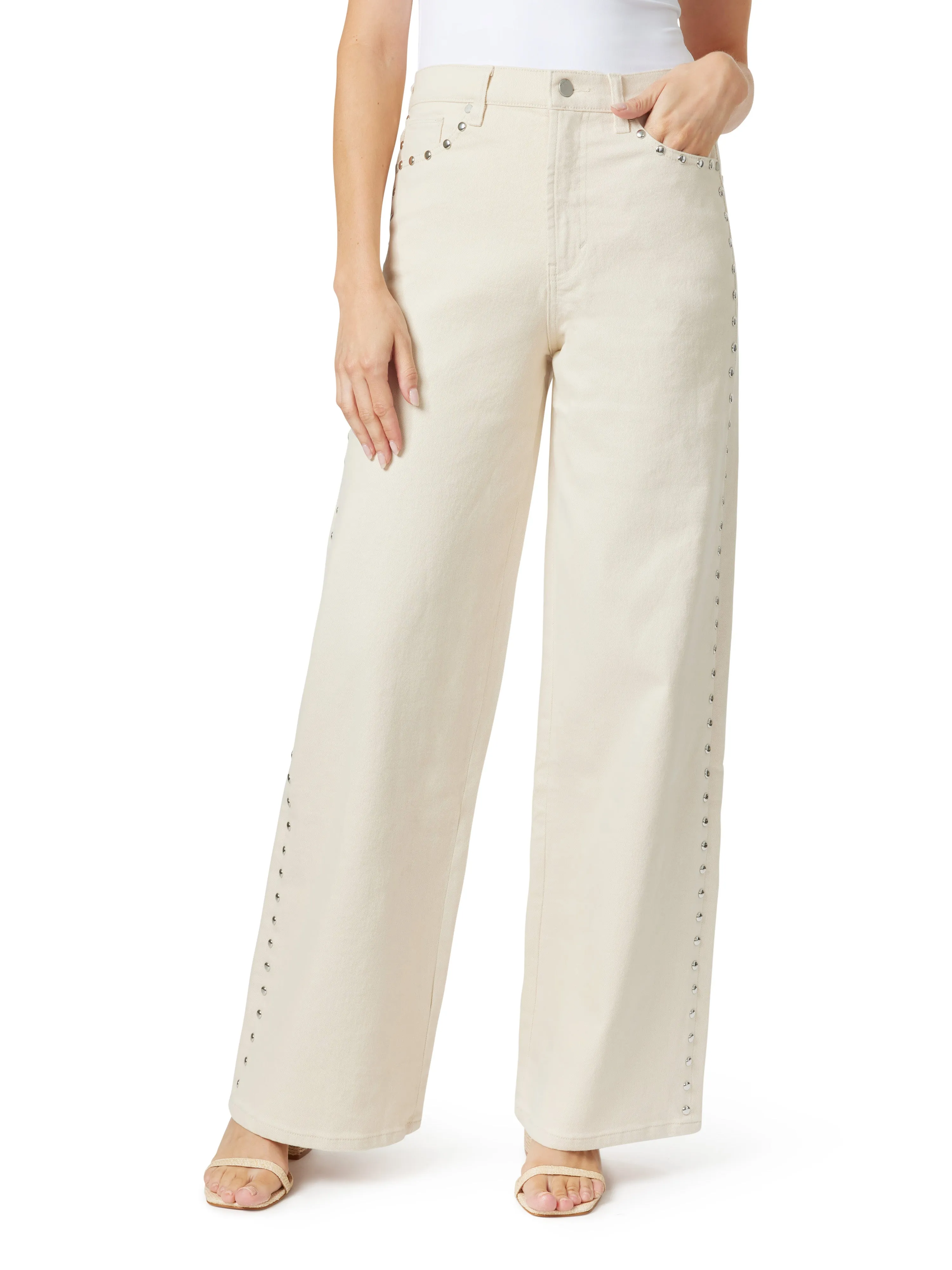 Gemma Studded Wide Leg Jeans sold by Habitual