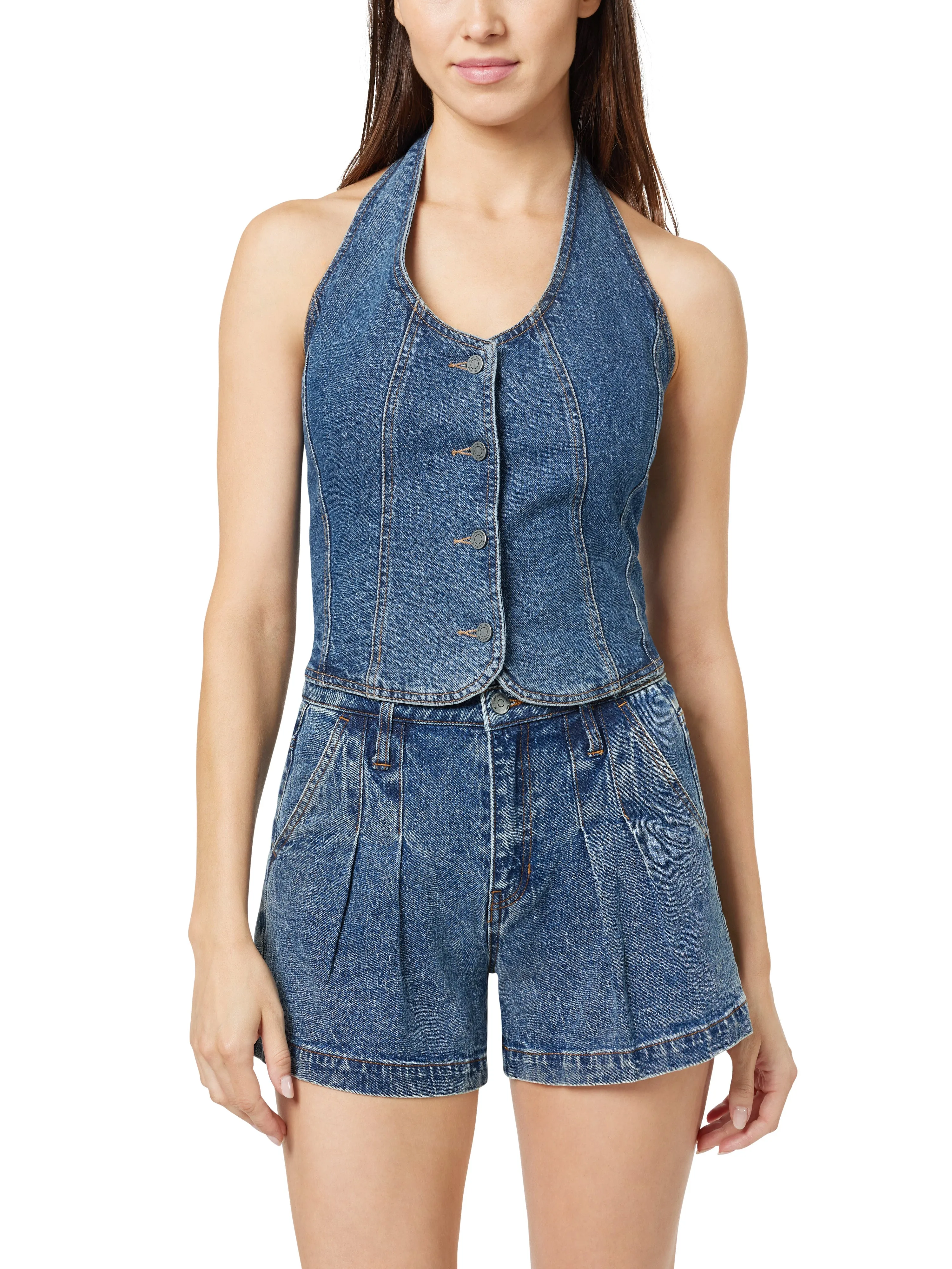 Denim Halter Vest sold by Habitual