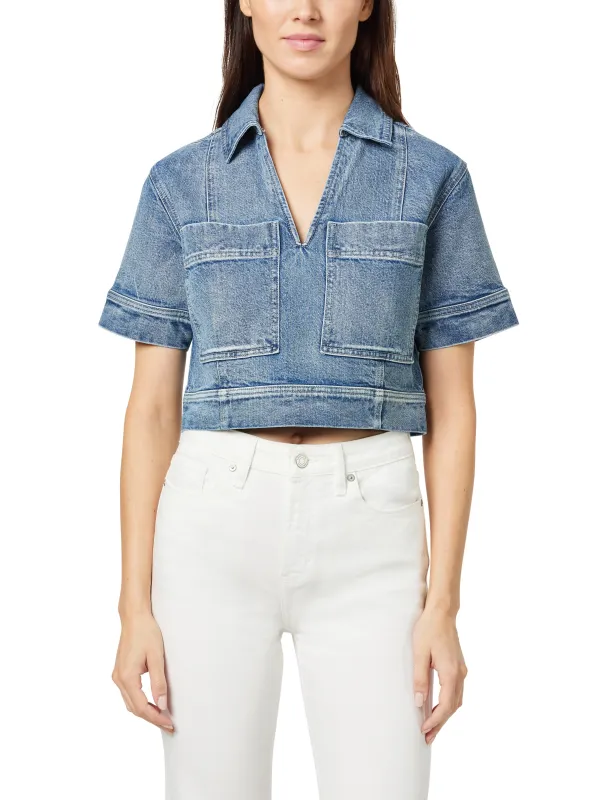 Denim Boxy Crop Top sold by Habitual