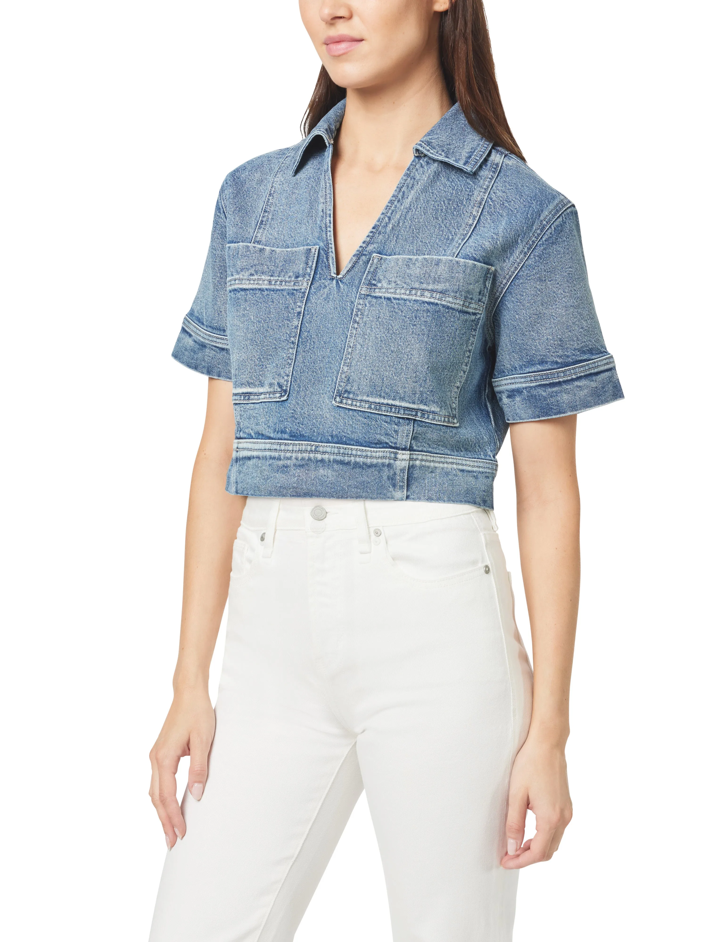 Denim Boxy Crop Top sold by Habitual product image thumbnail 2