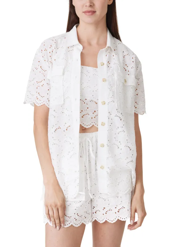 Wave Eyelet Short Sleeve Shirt sold by Habitual