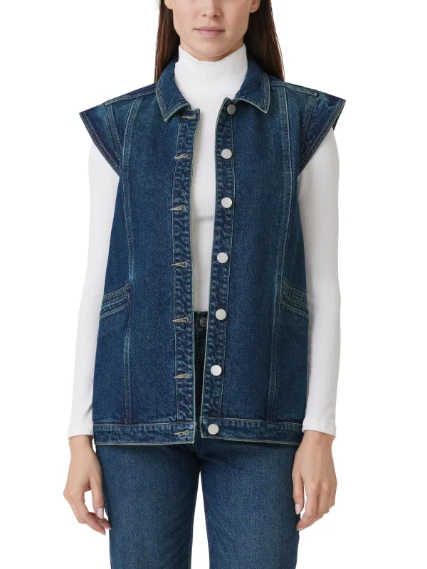 Cap Sleeve Denim Vest sold by Habitual