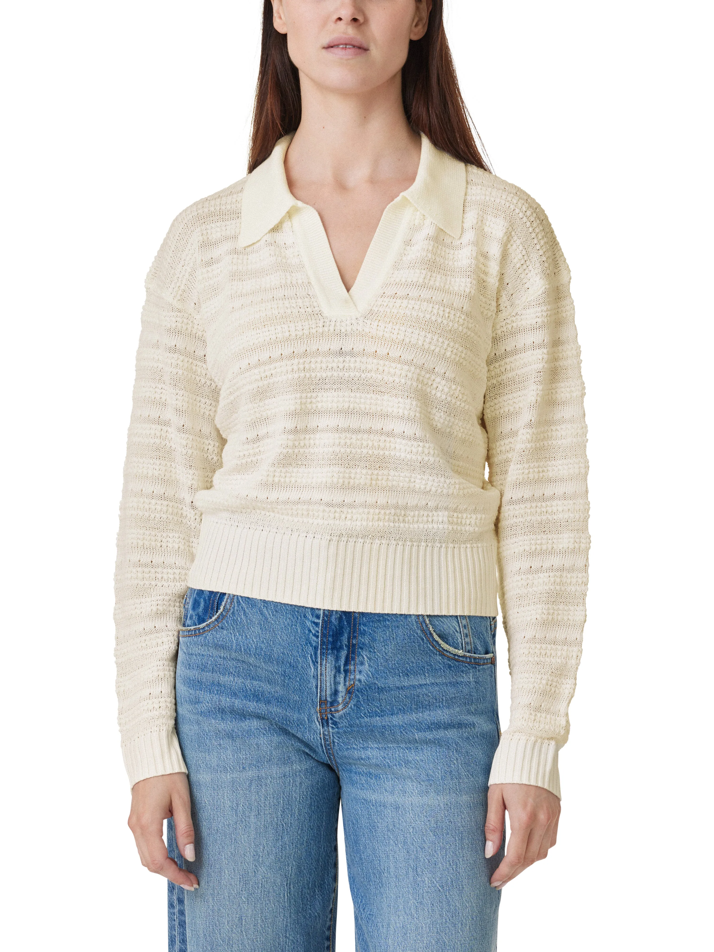 Stripe Collared Long Sleeve Sweater sold by Habitual