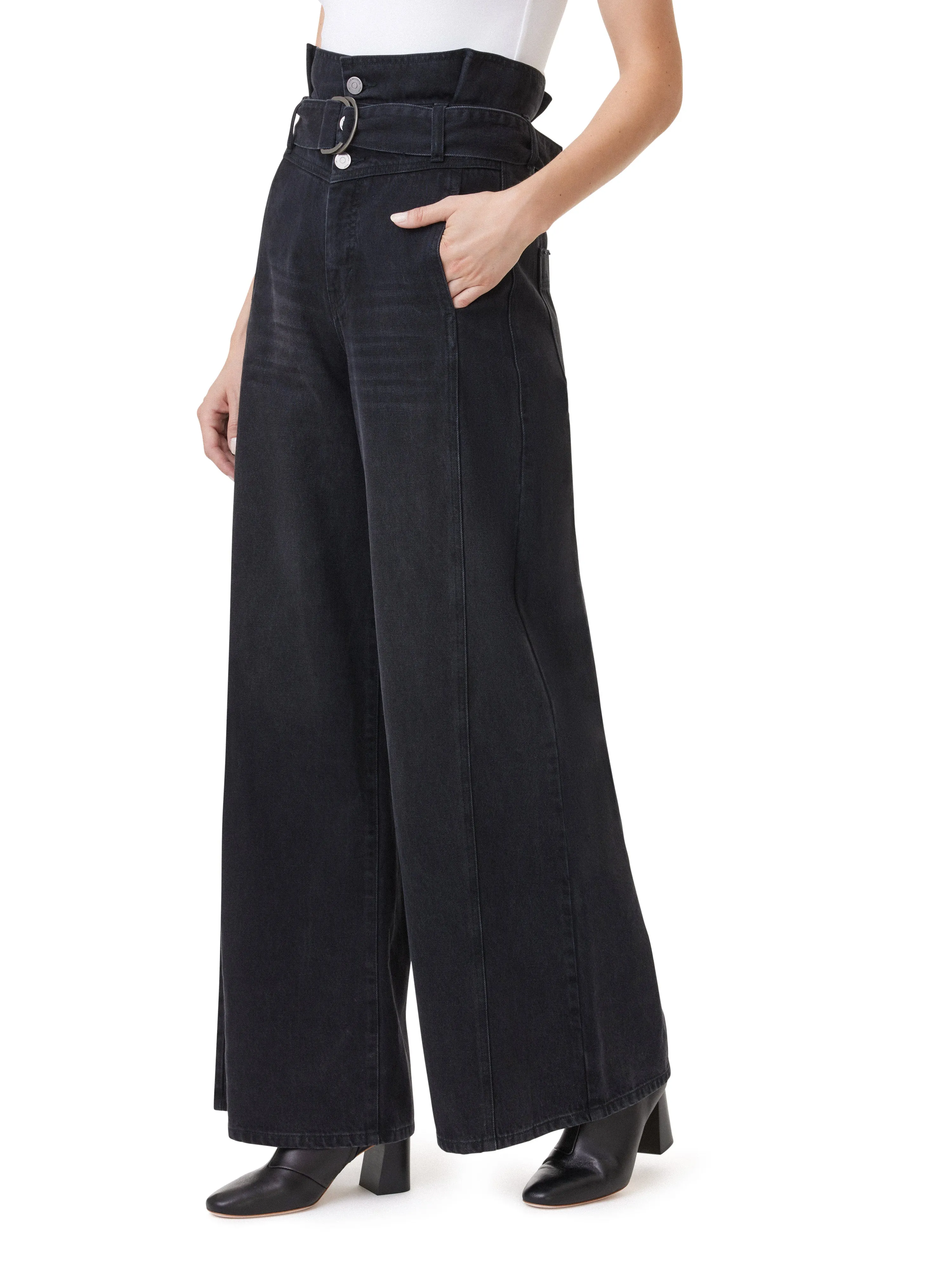 High Rise Paperbag Extreme Wide Leg Belted Jeans sold by Habitual product image thumbnail 2