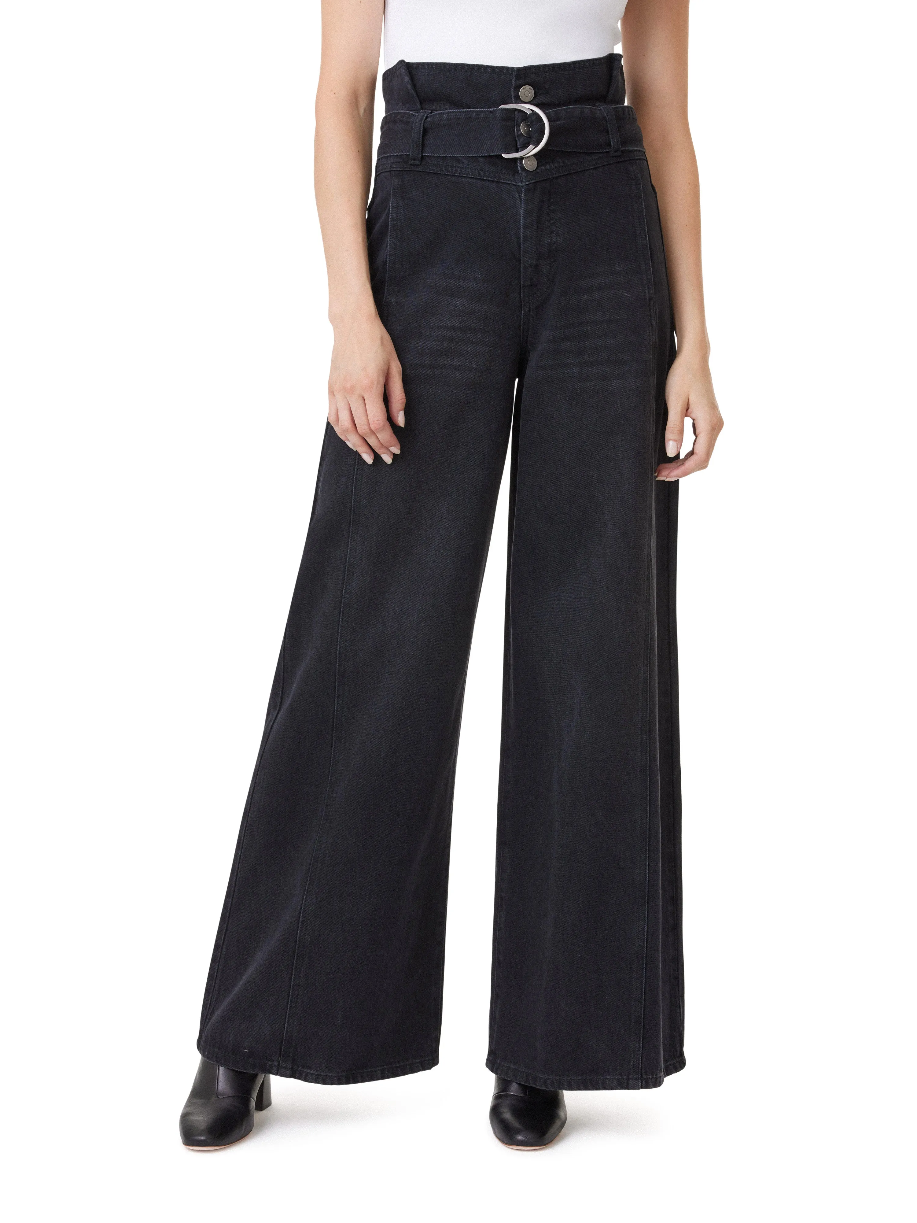 High Rise Paperbag Extreme Wide Leg Belted Jeans sold by Habitual